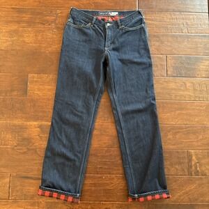 Carhartt Women's Flannel Lined Dark Denim Jeans Loose Fit Size 10 Regular EUC